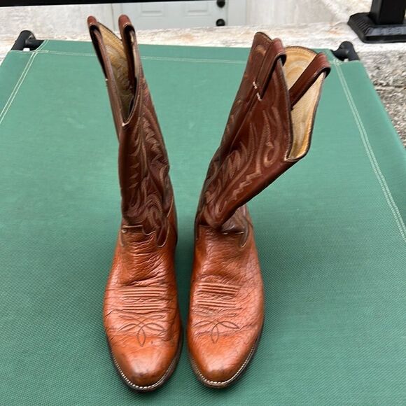 Justin Boots Vintage men’s Western Cowboy Size 19.5D Style 1443 USA Camel - Picture 1 of 11